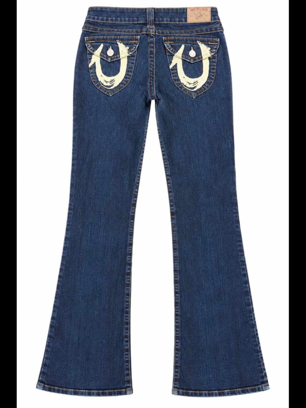 True Religion Dark Wash Bootcut Jeans White Horseshoe Graphic Y2K